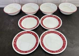 Corelle Vitrelle Bandhani Dinnerware  Red White Paisley